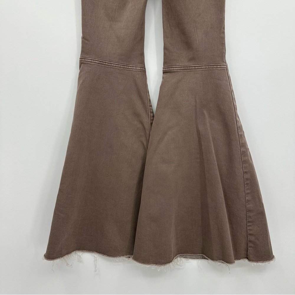 Free People Taupe Wide Leg Flare Jeans - Picture 13 of 16